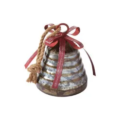Antiqued Metal Bell - With Red Bow - 6in