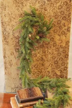 White Spruce Pine Garland - With Pine Cones - 6 Foot