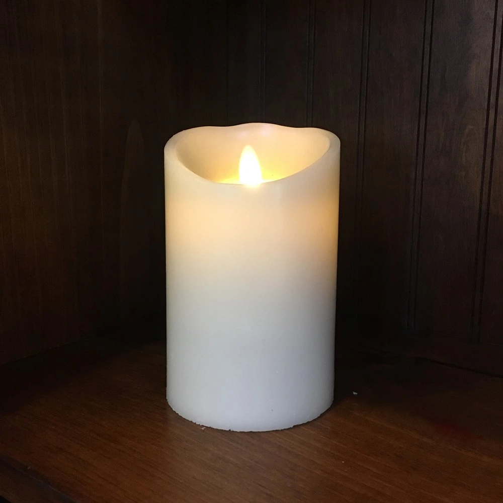 Flameless Pillar Candle - Moving Flame - Ivory - 5.5in X 3.5in 3 Flameless Pillar Candle - Moving Flame - Ivory - 5.5in X 3.5in