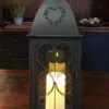 Candle Lantern Holder - Antique Black Heart Lantern - 21.5in