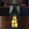 Candle Lantern Holder - Antique Black House Lantern - 18.5in