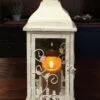 Candle Lantern Holder - Antique Cream Vine Lantern - 19in -Holiday Ornaments Sales candle lantern holder antique cream vine lantern 19in 12