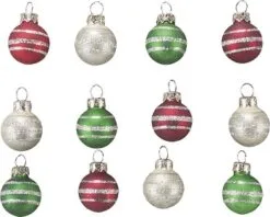 Christmas Ornament - "Miniature Christmas Ball Ornament Set" - Set Of 12
