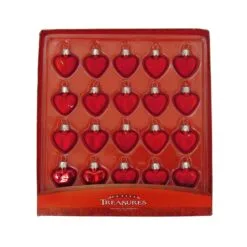 Glass Ornament - Mini Red Hearts - Set Of 20