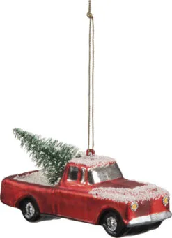 Christmas Ornament - " Red Truck With A Tree Ornament"