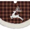 Christmas Tree Skirt Red/Black With Deer - 48in -Holiday Ornaments Sales christmas tree skirt red black with deer 48in 12