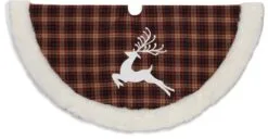 Christmas Tree Skirt Red/Black With Deer - 48in
