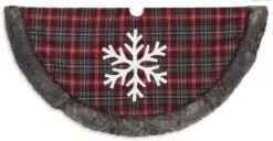 Christmas Tree Skirt Red/Gray With Snowflake - 48in