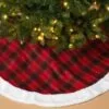 Christmas Tree Skirt Red Plaid With Faux Fur - 48in -Holiday Ornaments Sales christmas tree skirt red plaid with faux fur 48in 9