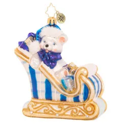 Christopher Radko Glass Ornament - A Beary Good Boy Sleigh 2021