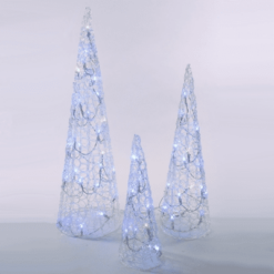 Clear Lighted Tree Cones - Remote Control Multicolor - 3pc Set
