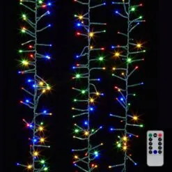 Cluster Garland Lights - 1300 Multicolor LED Lights - Green Wire - 44ft