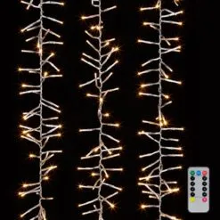Cluster Garland Lights - 600 Warm White LED Lights - Clear Wire - 19ft