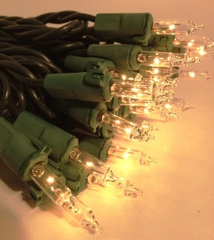 Mini Christmas Lights - Warm White - Electric/Green Cord - Commercial Grade - Set/50 3 Mini Christmas Lights - Warm White - Electric/Green Cord - Commercial Grade - Set/50
