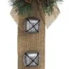 Door Hanger With Bells - Tan Burlap - 16in -Holiday Ornaments Sales door hanger with bells tan burlap 16in 15