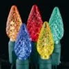 Faceted Christmas Lights - Multi Color C6 LED - Electric/Green Cord - Set/50 -Holiday Ornaments Sales electric light set 50 led light string multi 18