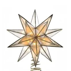 Electric Tree Topper - 15-Point Gold Capiz Star - 8.25in