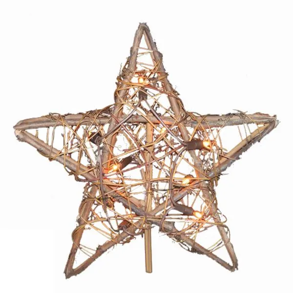 Electric Tree Topper - Rattan Star - 10in 3 Electric Tree Topper - Rattan Star - 10in