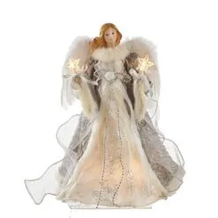 Electric Tree Topper - Silver And Grey Angel - 14in