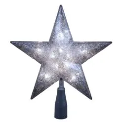 Electric Tree Topper - Silver Glitter Star - 10in