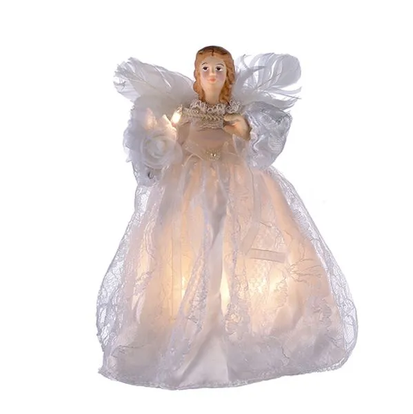 Electric Tree Topper - White Dress Angel - 9in 3 Electric Tree Topper - White Dress Angel - 9in
