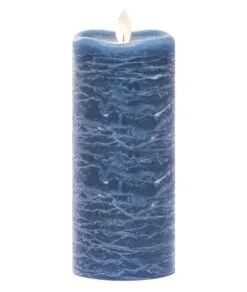 Flameless Pillar Candle - Mirage Gold - Aegean Blue - 7in X 3in