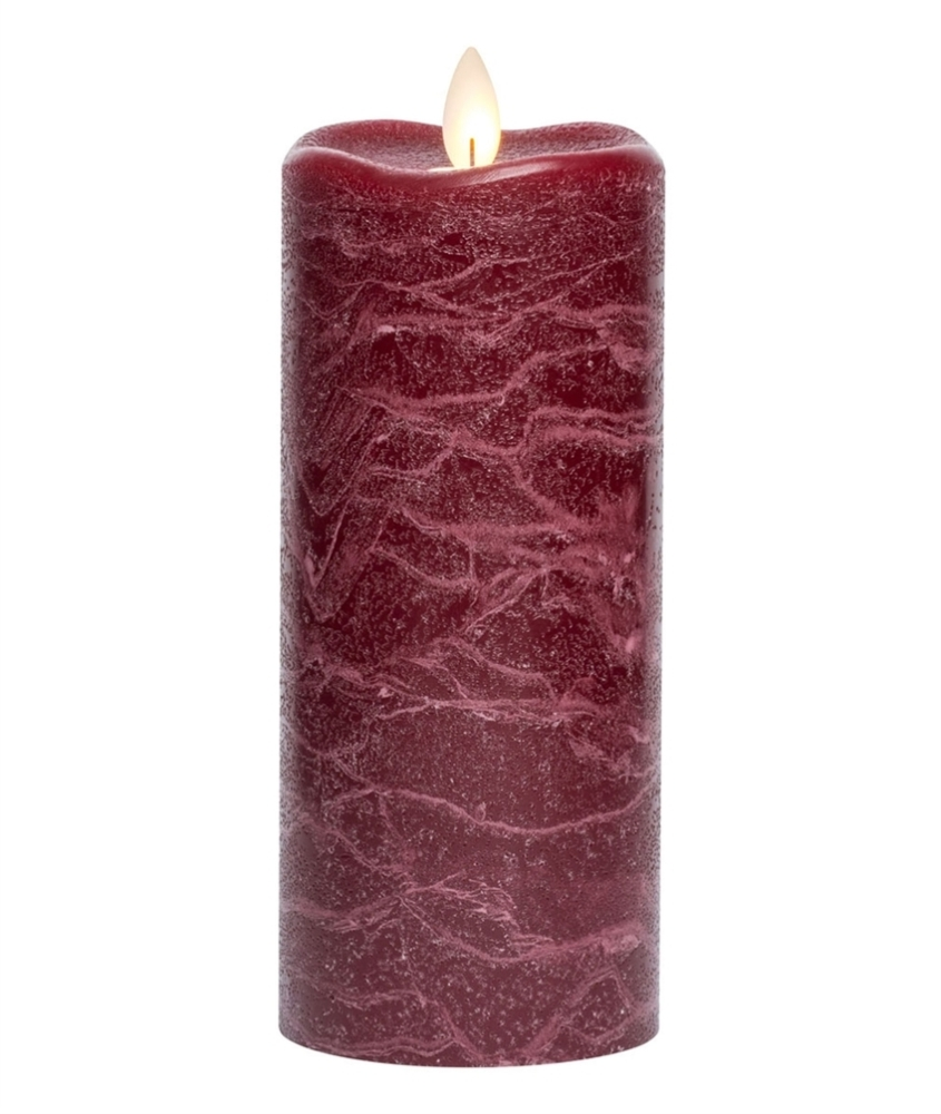 Flameless Pillar Candle - Mirage Gold - Burgundy - 7in X 3in 3 Flameless Pillar Candle - Mirage Gold - Burgundy - 7in X 3in
