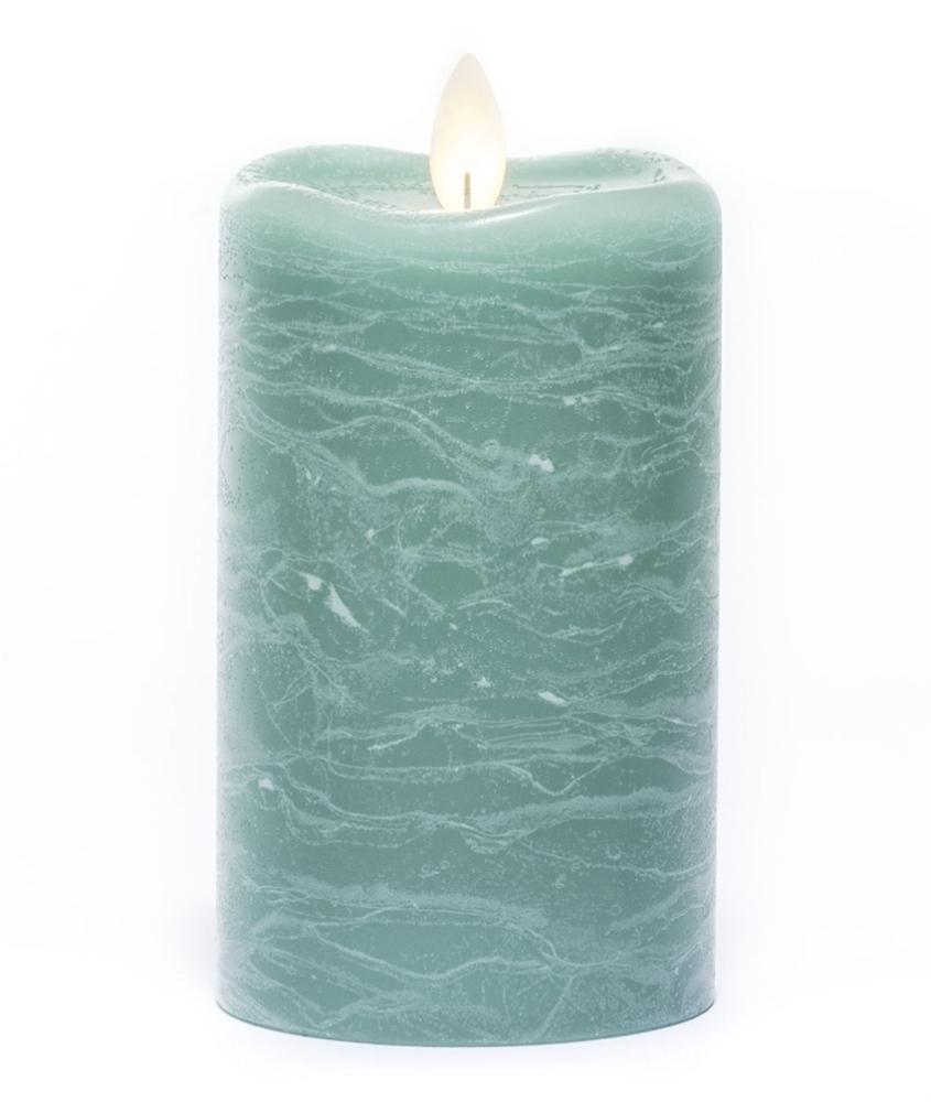 Flameless Pillar Candle - Mirage Gold - Sea Green - 5in X 3in 3 Flameless Pillar Candle - Mirage Gold - Sea Green - 5in X 3in