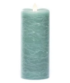 Flameless Pillar Candle - Mirage Gold - Sea Green - 7in X 3in