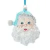 Glass Ornament - Blue/Silver Santa Head - 5.5in -Holiday Ornaments Sales glass ornament blue silver santa head 5 5in 12