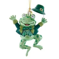 Glass Ornament - Irish Frog - 4.5in