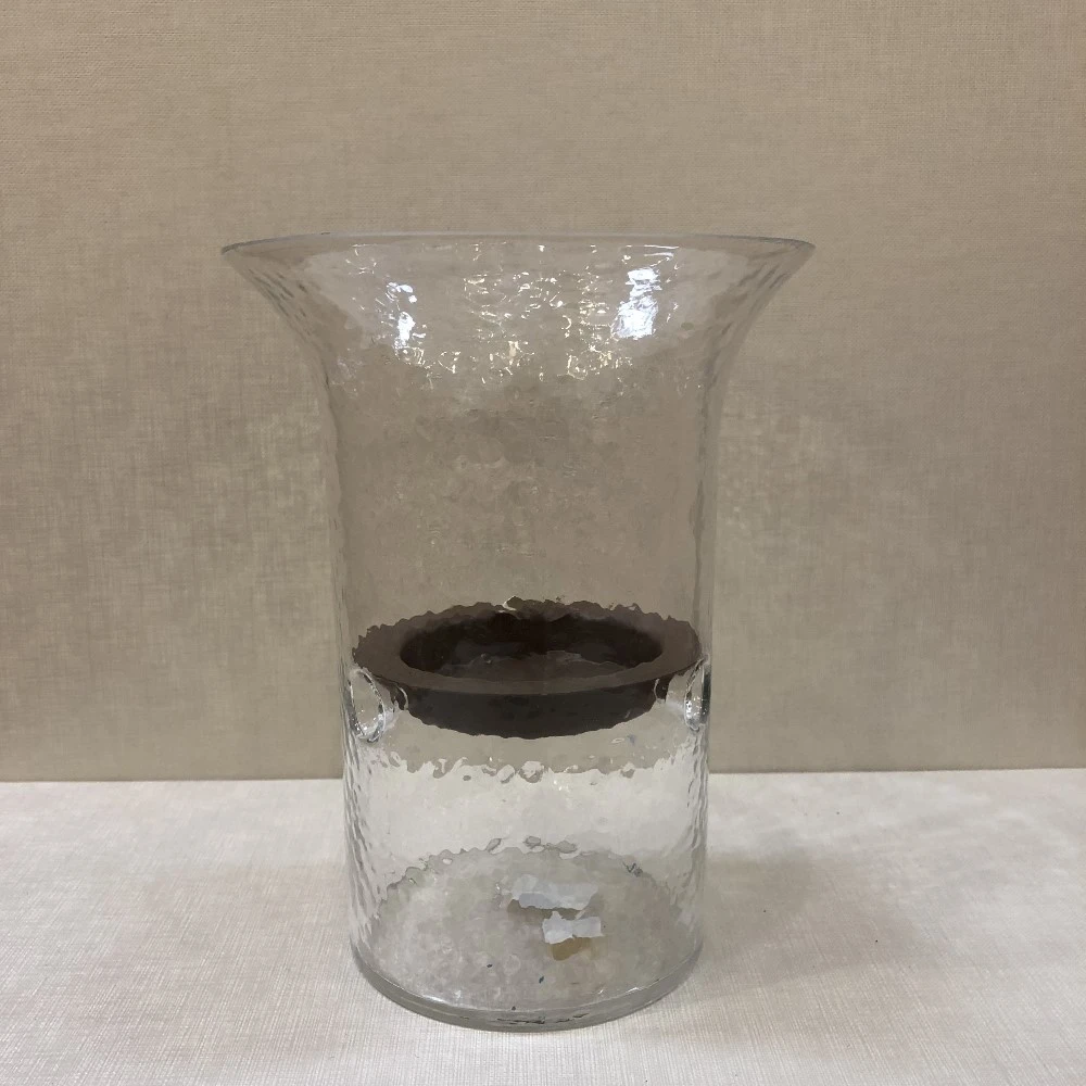 Hammered Glass Candle Hurricane - 9.5in X 6.5in 4 Hammered Glass Candle Hurricane - 9.5in X 6.5in - Image 2