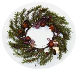 Holiday Artificial Wreath - Rustic Berry, Bell, And Star Pine - 12 Inch