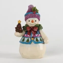 Jim Shore Figurine - Pint-sized Snowman With Pinecone