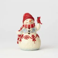Jim Shore Figurine - Pint Sized Snowman With Cardinal