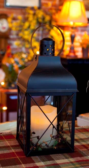Candle Lantern Holder - Rustic Black Lantern - 12in 3 Candle Lantern Holder - Rustic Black Lantern - 12in