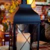 Candle Lantern Holder - Rustic Black Lantern - 16in -Holiday Ornaments Sales lantern decorative lantern 16 36
