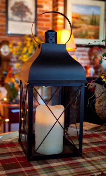 Candle Lantern Holder - Rustic Black Lantern - 16in 3 Candle Lantern Holder - Rustic Black Lantern - 16in