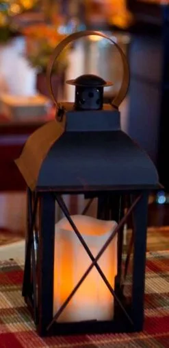 Candle Lantern Holder - Rustic Black Lantern - 8in