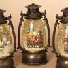 Lighted Water Lantern Snow Globe - Bronze - Santa In Sleigh -Holiday Ornaments Sales lantern snow globe battery timer bronze santa in sleigh 9 5in 10