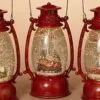 Lighted Water Lantern Snow Globe - Red - Santa In Sleigh -Holiday Ornaments Sales lantern snow globe battery timer red santa in sleigh 9 5in 13