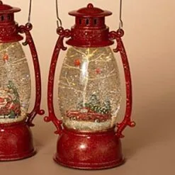 Lighted Water Lantern Snow Globe - Red - Truck With Cardinals