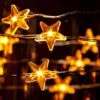 Micro LED Star Lights - Warm White LED - Battery/Silver Wire - 20 Lights -Holiday Ornaments Sales led wire star shaped string lights warm white led battery silver wire 13