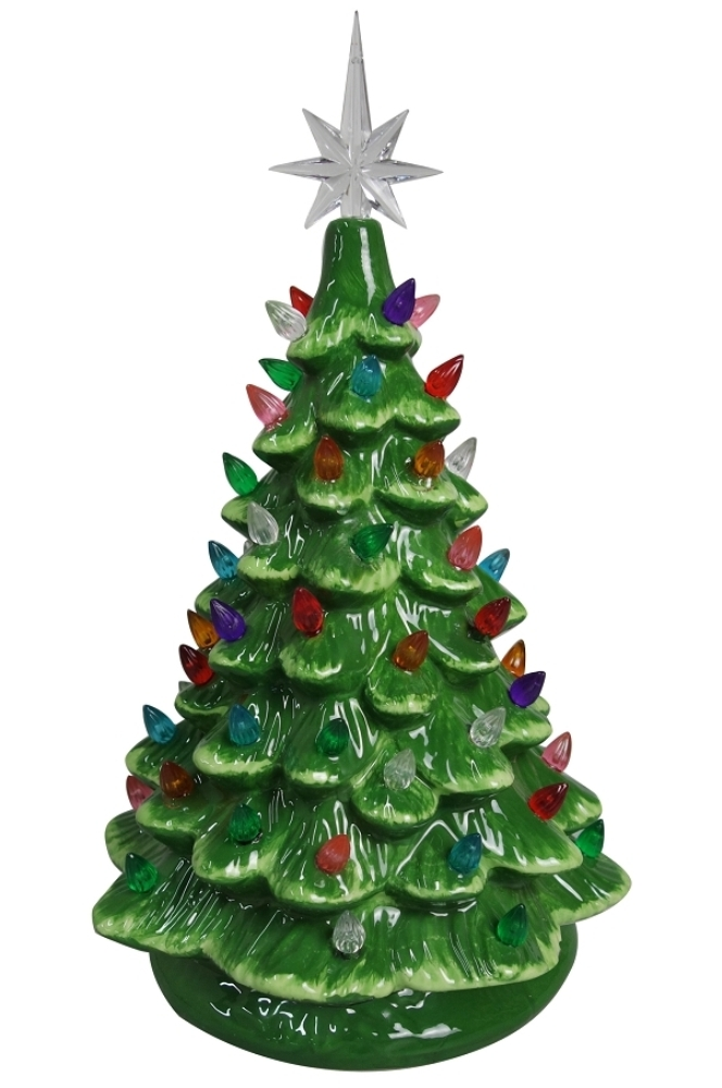 Lighted Ceramic Christmas Tree - Electric With Multi-Colored Lights - 16 Inch 4 Lighted Ceramic Christmas Tree - Electric With Multi-Colored Lights - 16 Inch - Image 2