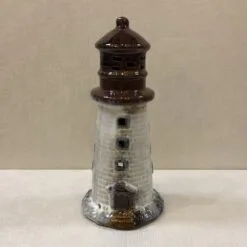 Lighthouse Candle Holder - Natural/Brown - 9.5in