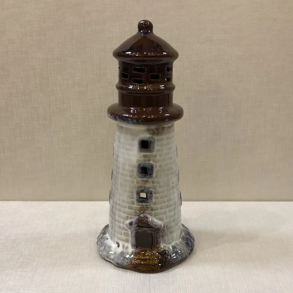 Lighthouse Candle Holder - Natural/Brown - 9.5in 3 Lighthouse Candle Holder - Natural/Brown - 9.5in