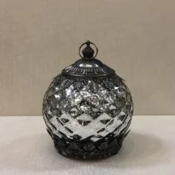 Mercury Glass Lantern - LED Silver - On/Off/Timer - 5.5in -Holiday Ornaments Sales mercury glass lantern led silver on off timer 5 5in 23