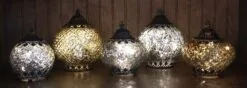 Mercury Glass Lantern - LED Silver - On/Off/Timer - 5.5in -Holiday Ornaments Sales mercury glass lantern led silver on off timer 5 5in 24
