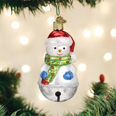 Old World Christmas Glass Ornament - Jingle Bell Snowman 3 Old World Christmas Glass Ornament - Jingle Bell Snowman