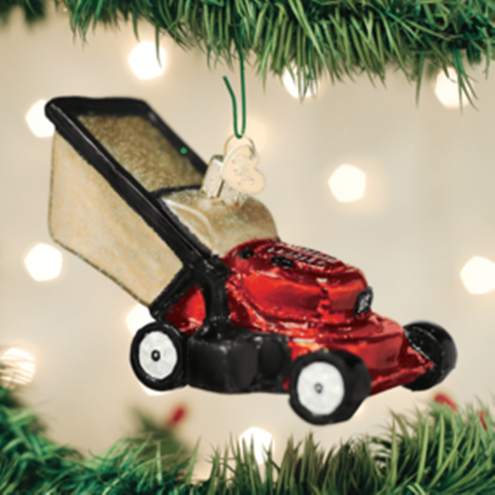 Old World Christmas Glass Ornament - Lawn Mower 3 Old World Christmas Glass Ornament - Lawn Mower